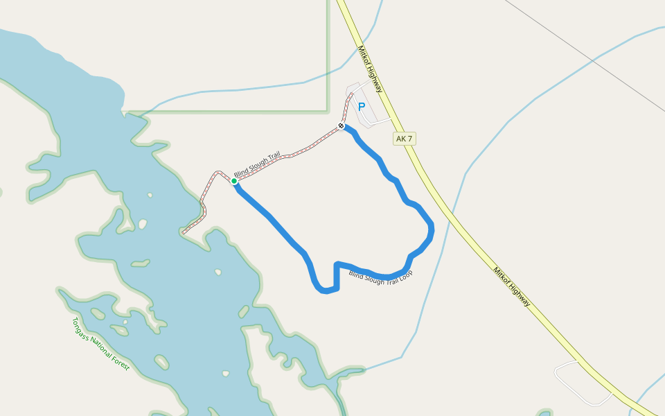 Blind Slough Trail Loop walking route map in Petersburg