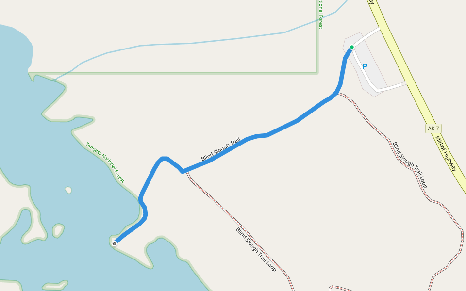 Blind Slough Trail walking route map in Petersburg