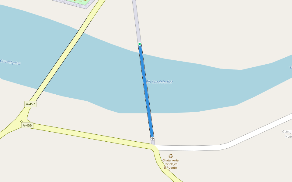 Puente de Hierro walking route map in Lora del Río