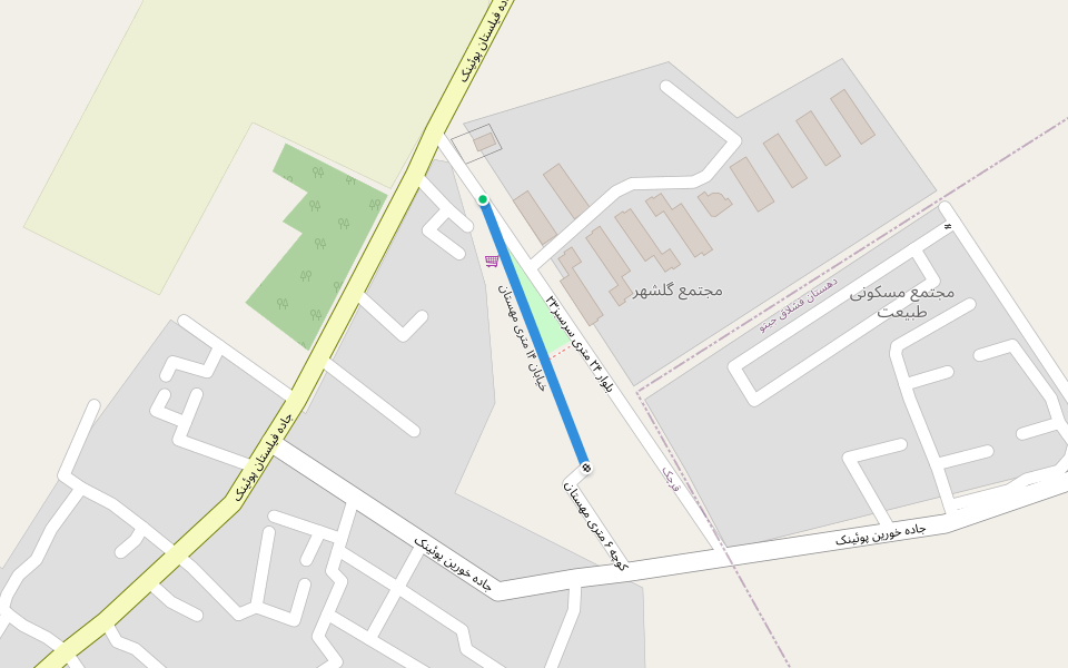 خیابان ۱۴ متری مهستان walking route map in Pueenak