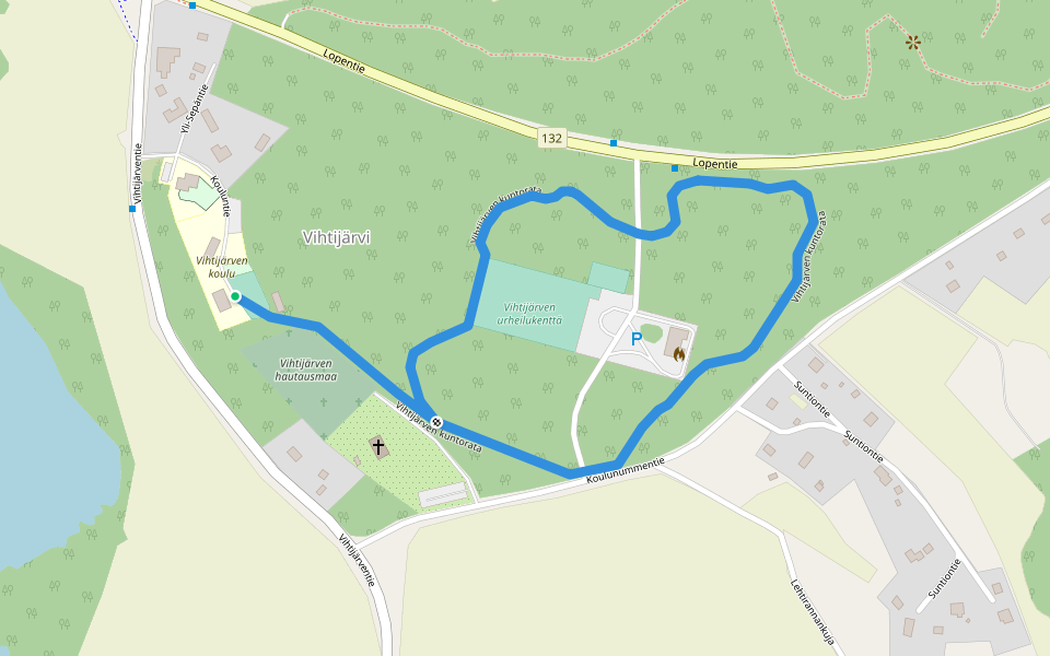 Vihtijärven kuntorata walking route map in Vihtijärvi