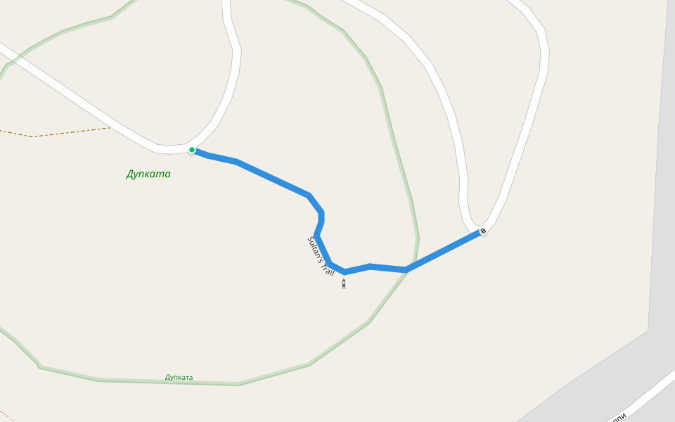 Sultan's Trail walking route map in Dolno Cherkovishte