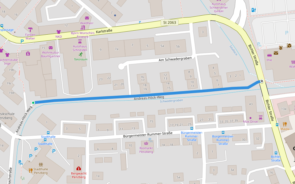 Andreas-Höck-Weg walking route map in Penzberg