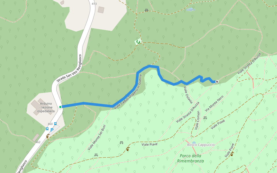 Viale Caduti Dispersi in Guerra walking route map in Turin
