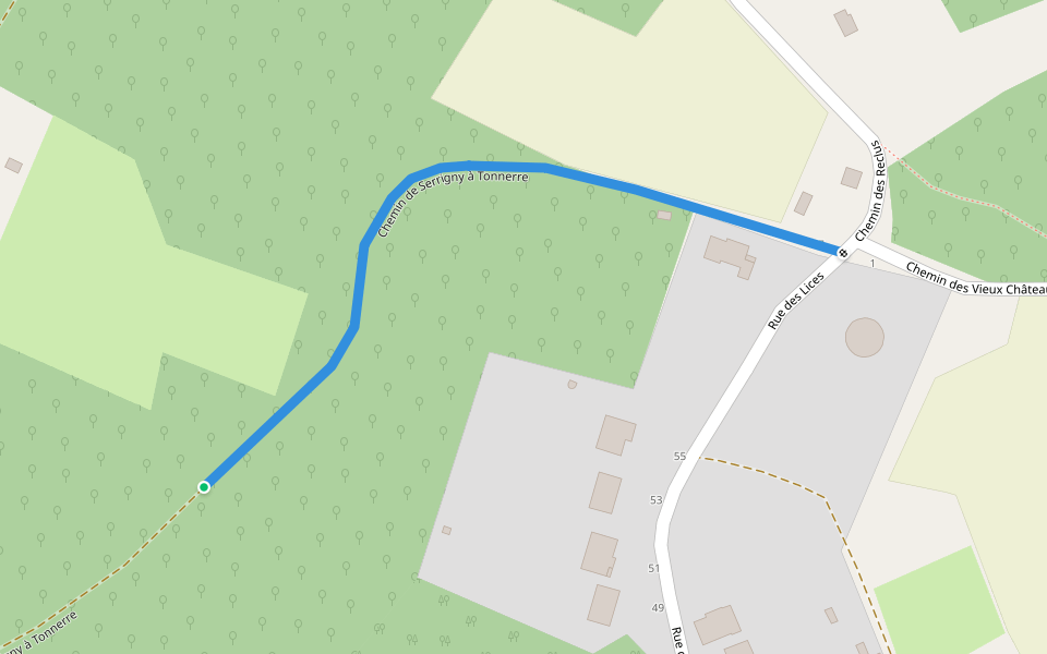 Chemin de Serrigny à Tonnerre walking route map in Tonnerre