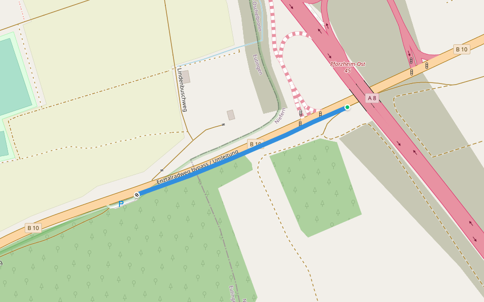 Enztalradweg bypass / Umleitung walking route map in Niefern-Öschelbronn