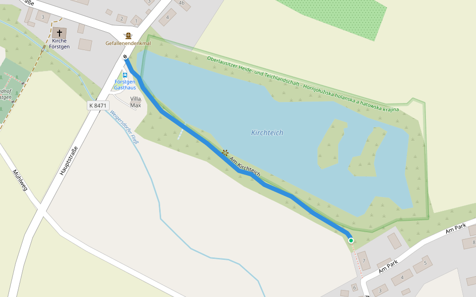 Am Kirchteich walking route map in Mücka