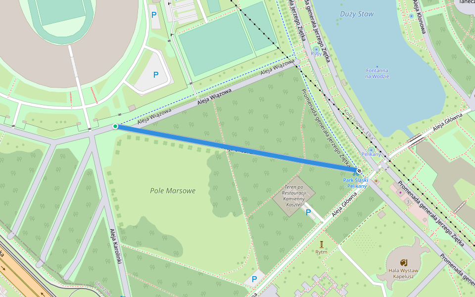Aleja Skośna walking route map in Chorzów