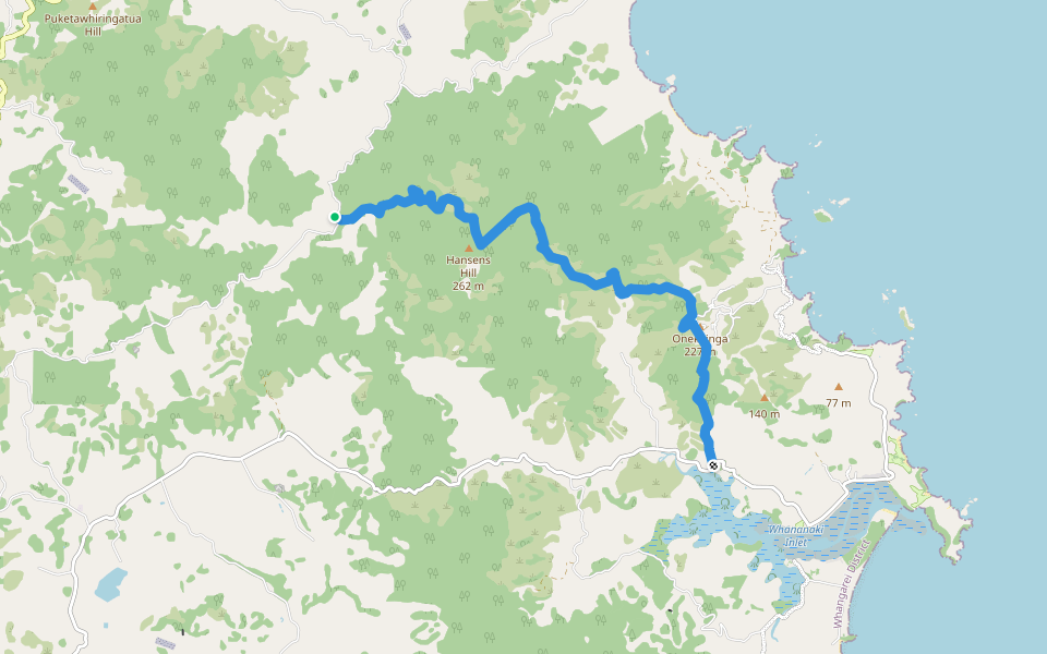 Morepork Track walking route map in Opuawhanga