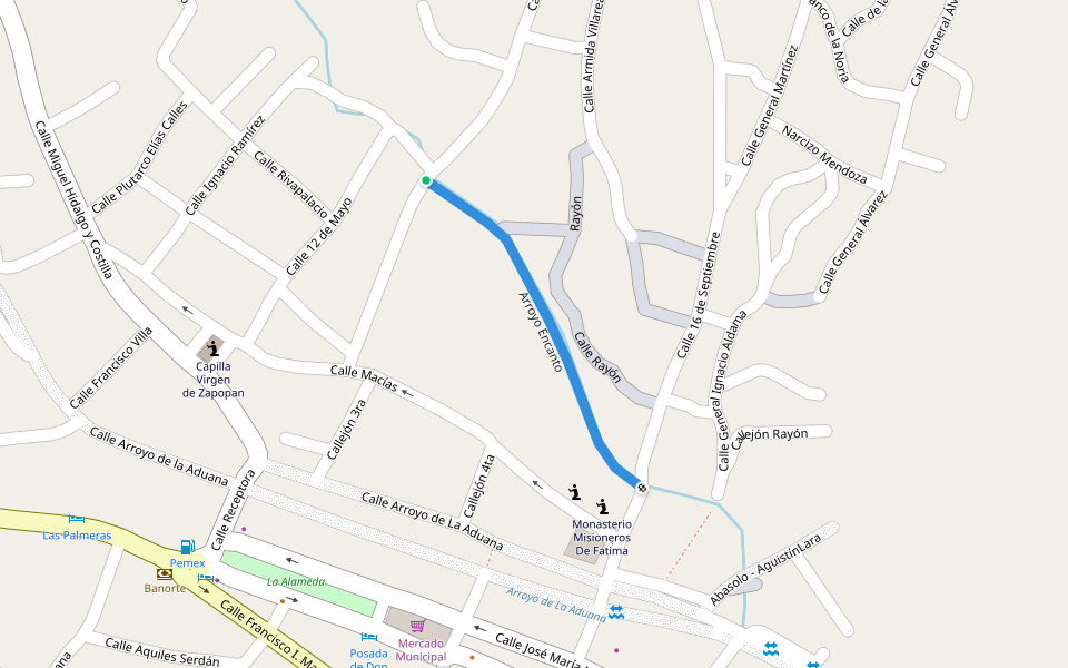 Arroyo Encanto walking route map in Álamos