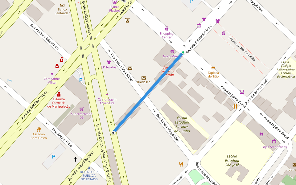 Travessa do Caxambú walking route map in Boa Vista