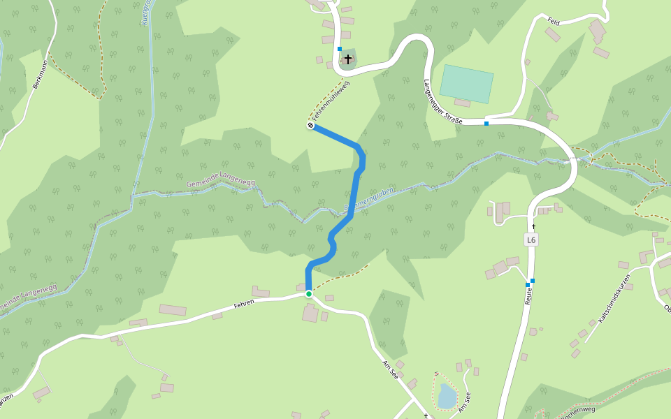 Fehrenmühleweg walking route map in Lingenau