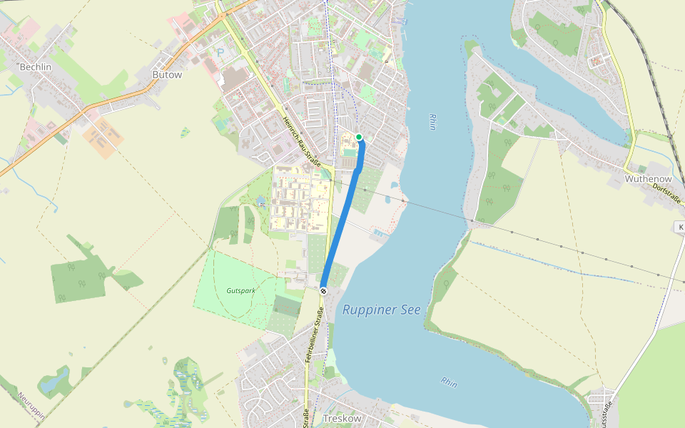 Fehrbelliner Straße walking route map in Neuruppin