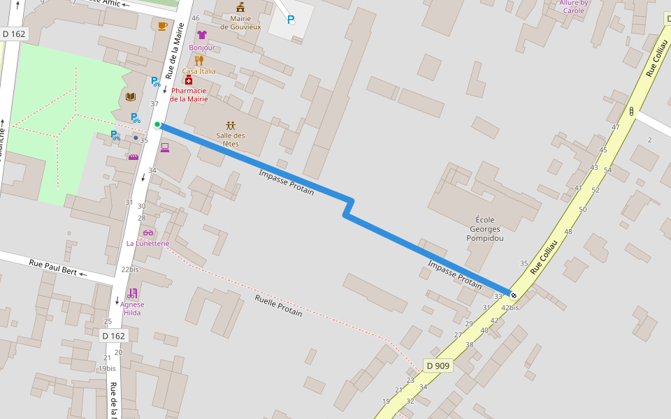 Impasse Protain walking route map in Gouvieux