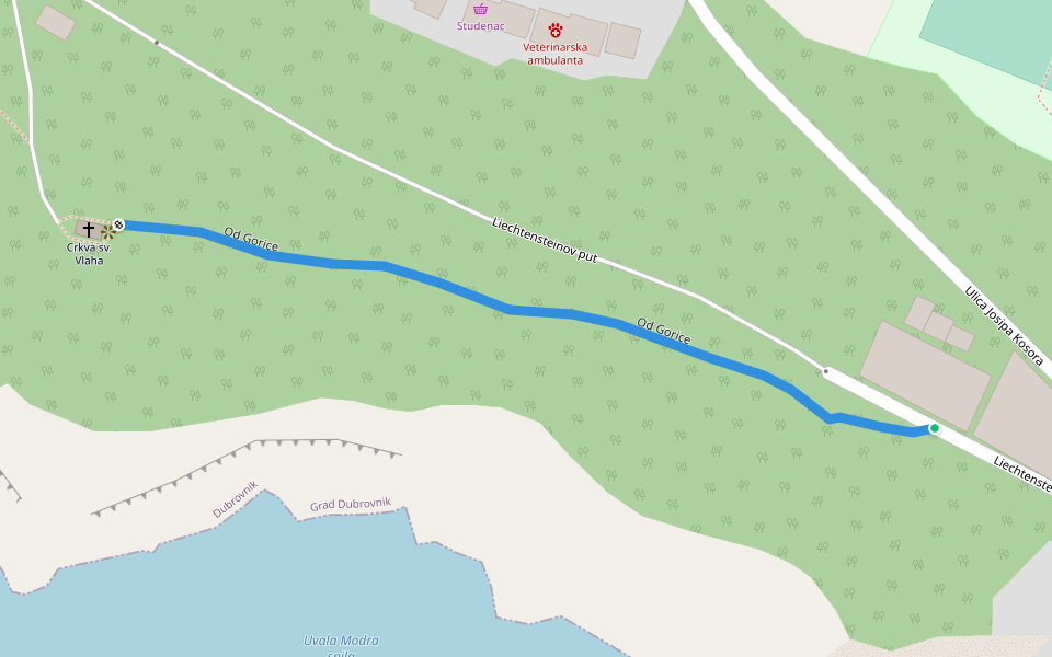 Od Gorice walking route map in Dubrovnik