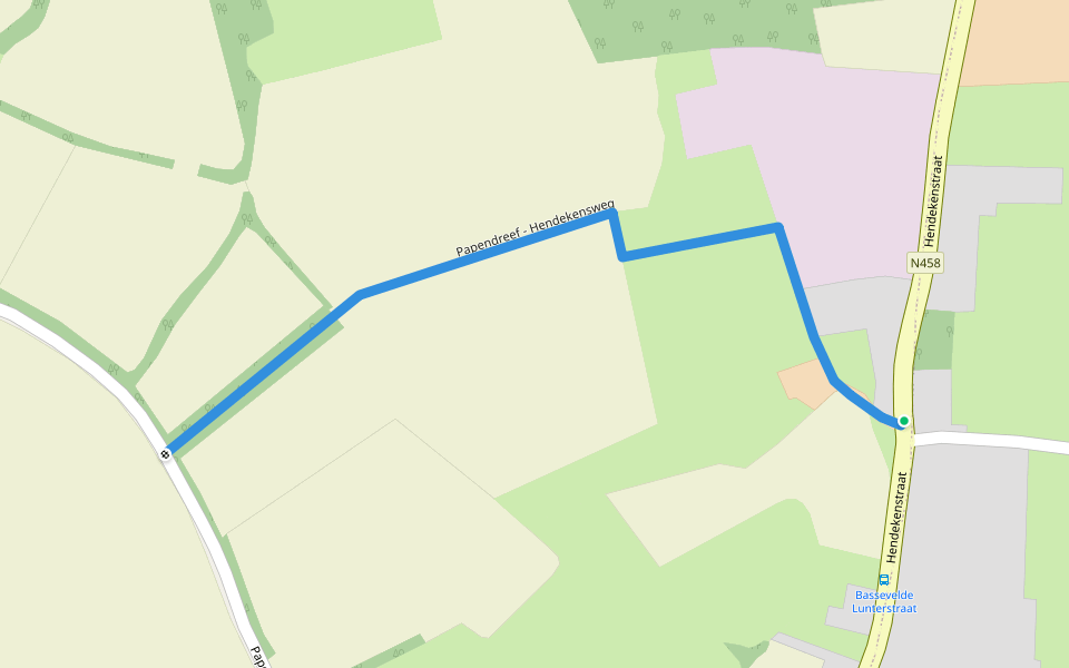 Papendreef - Hendekensweg walking route map in Assenede