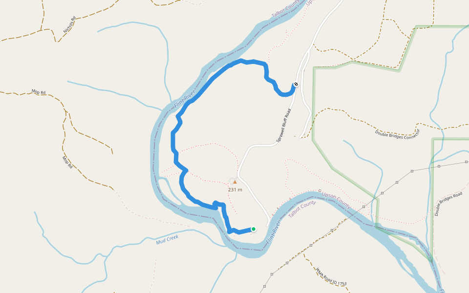 Upper River Trail walking route map in Thomaston
