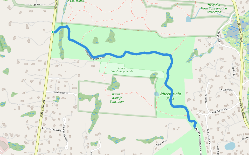 Wheelwright Park Lane walking route map in Cohasset