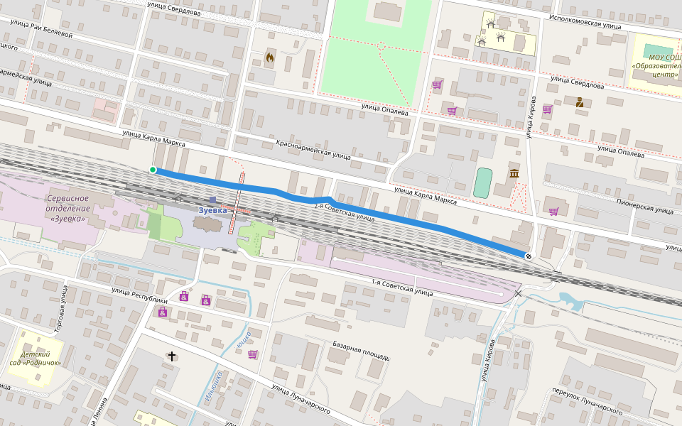 2-я Советская улица walking route map in Zuyevka