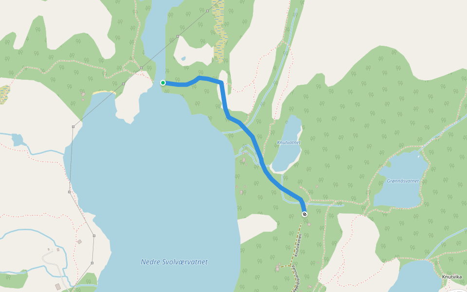 Knutvikveien walking route map in Svolvær