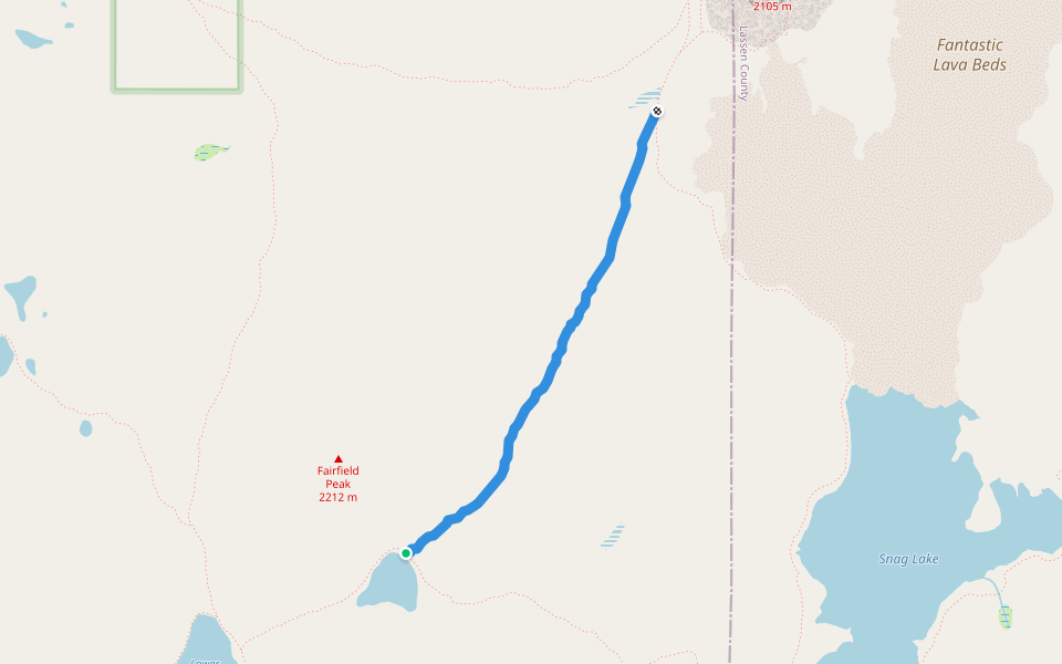 Rainbow Lake To Nobles Trail walking route map in Warner Valley
