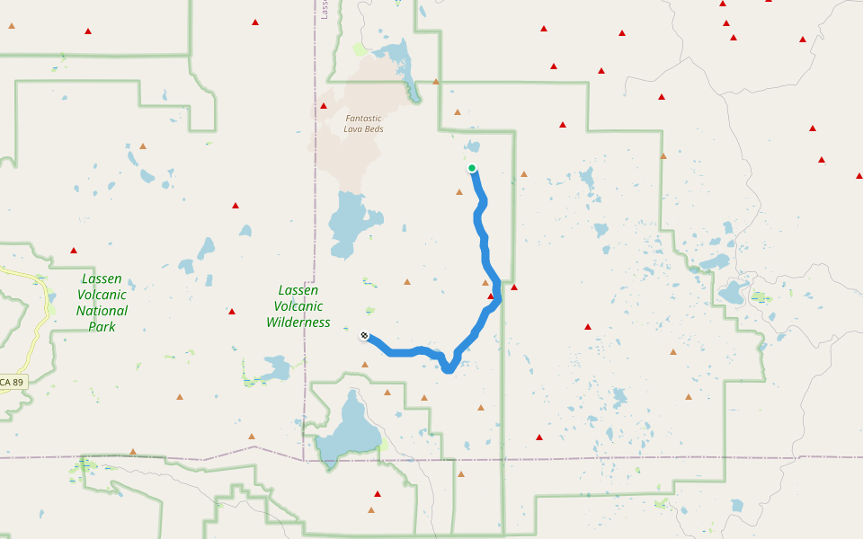 Red Cinder Cone Trail walking route map in Warner Valley