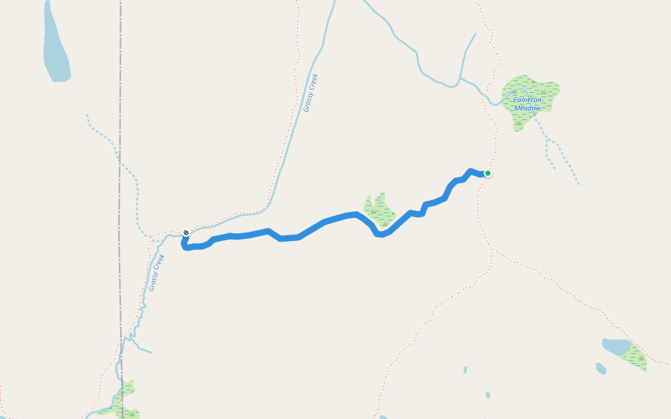 Cameron Meadow Trail walking route map in Warner Valley