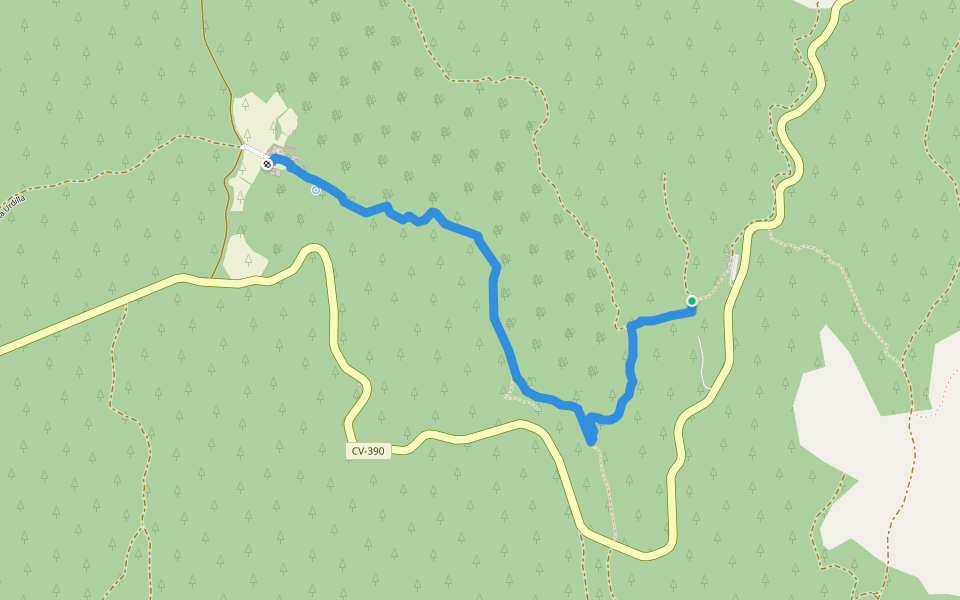 Sendero al Charco La Dalta y Villanueva walking route map in Benagéber