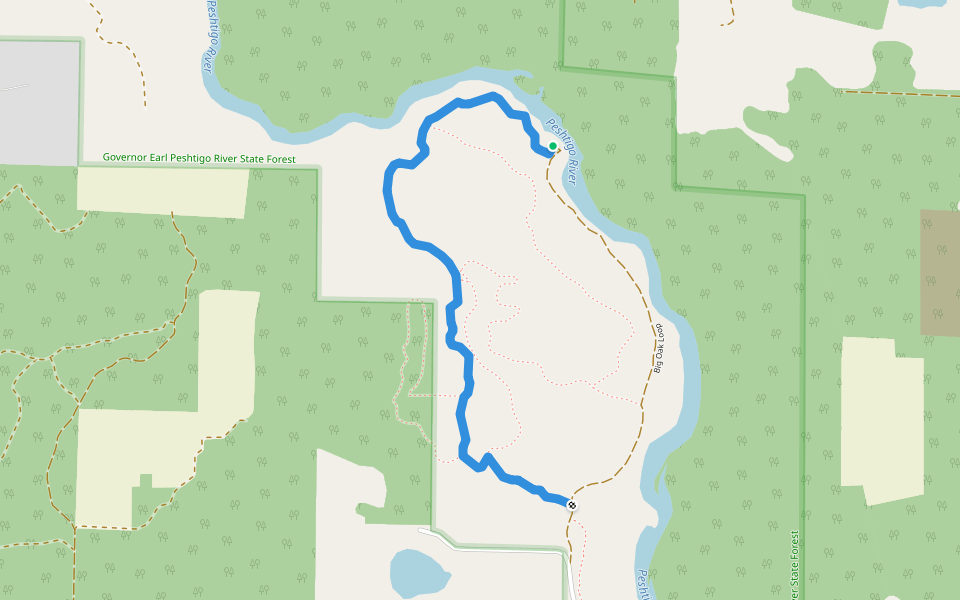 Big Oak Loop walking route map in Crivitz
