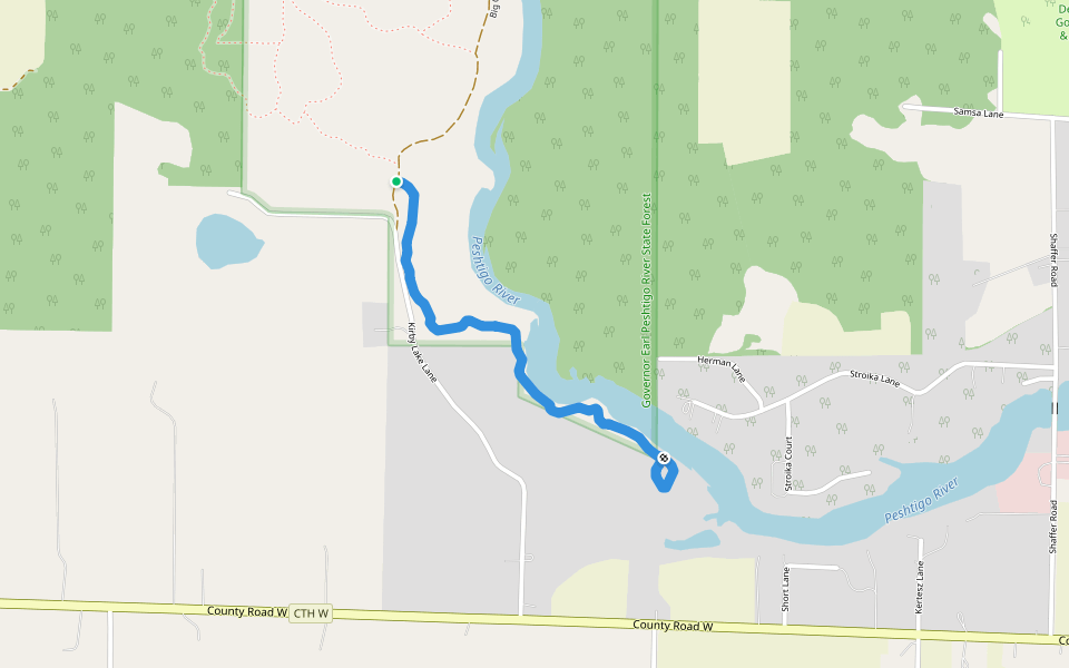 White Cedar Trail walking route map in Crivitz