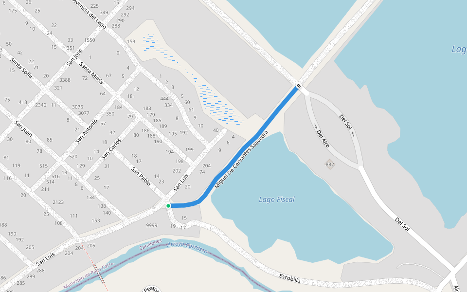 Miguel De Cervantes Saavedra walking route map in Ciudad de la Costa