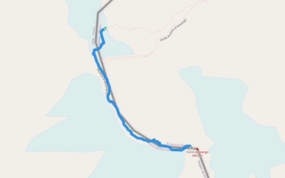 Ascent Acotango II walking route map in Oruro