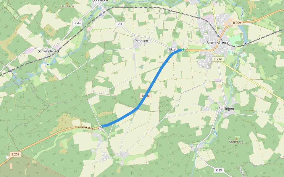 An der Bundesstraße walking route map in Amelinghausen