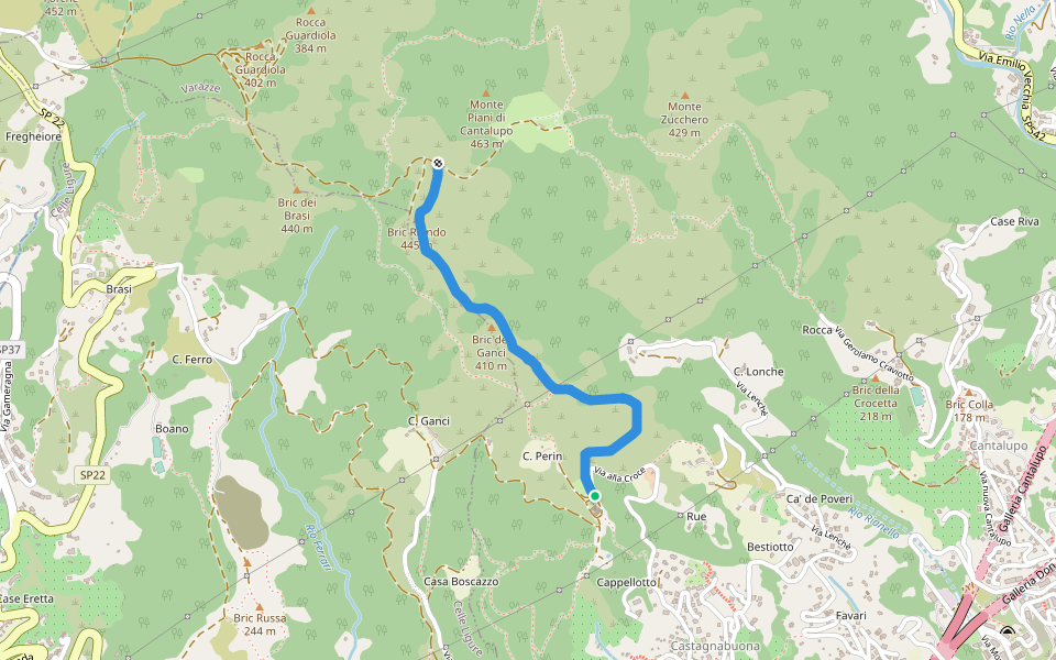 Lustrascarpe walking route map in Castagnabuona