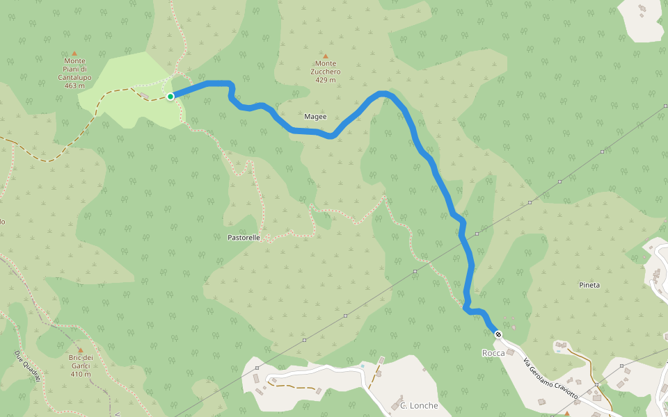 Trail DH Cani walking route map in Castagnabuona
