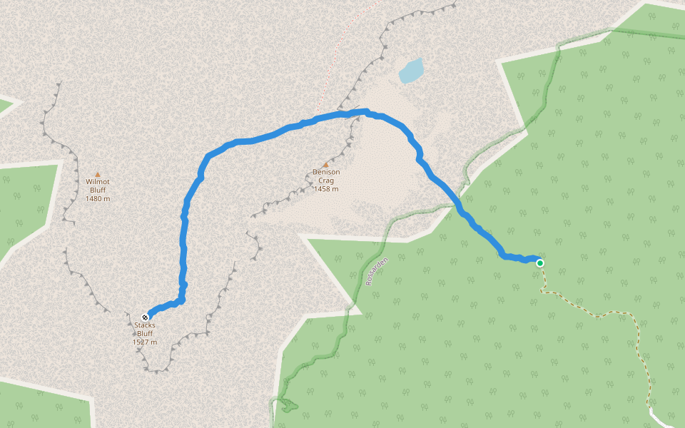 Stacks Bluff Track walking route map in Rossarden