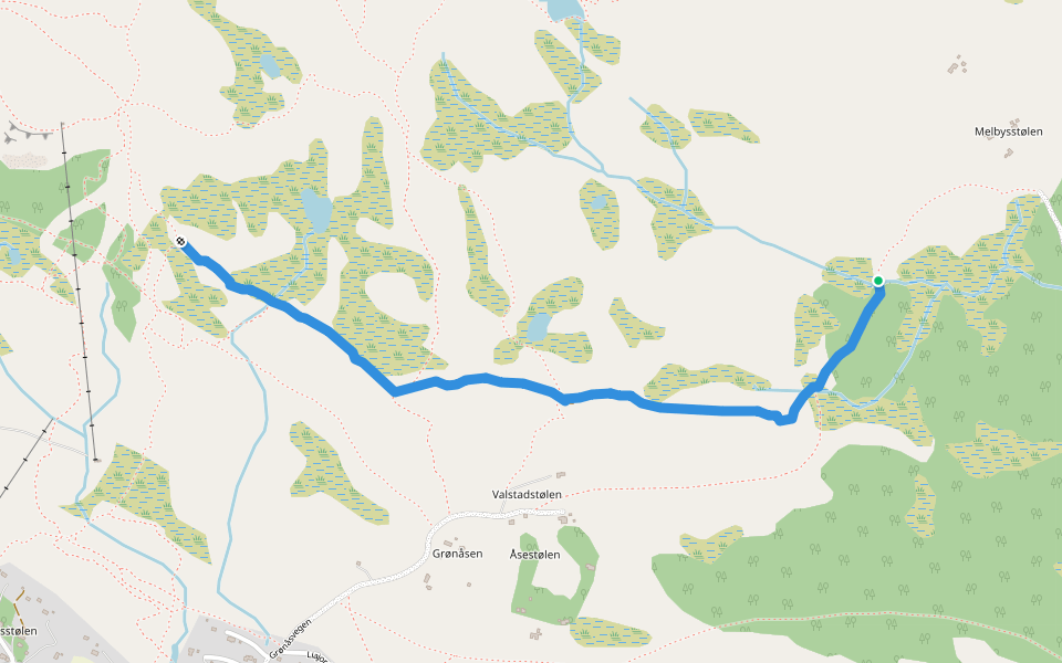 Rypestien walking route map in Beitostølen