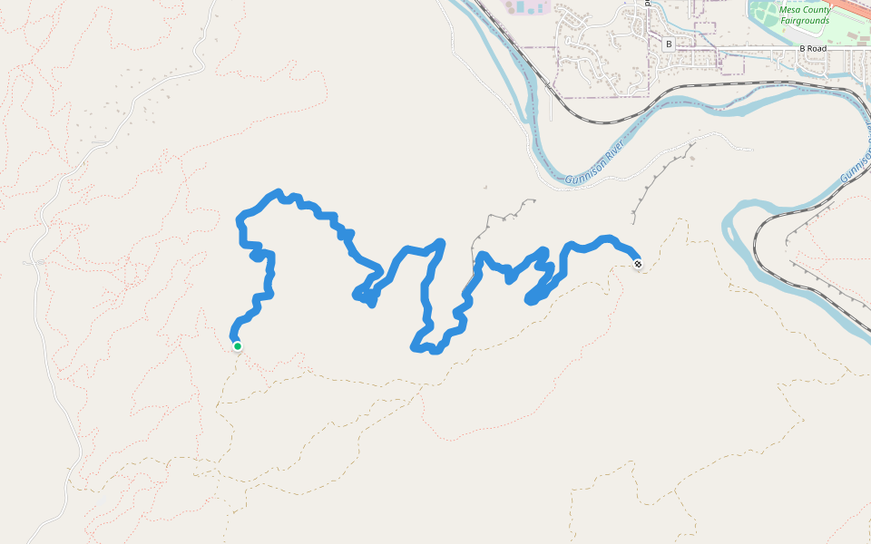 Butterknife Trail walking route map in Grand Junction