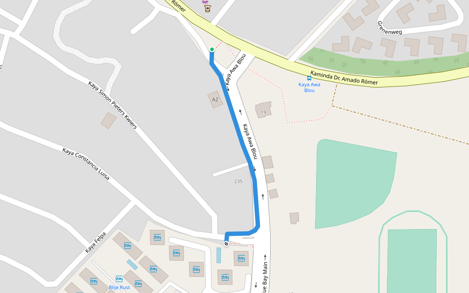 Kaya Awa Blou walking route map in Sint Michiel