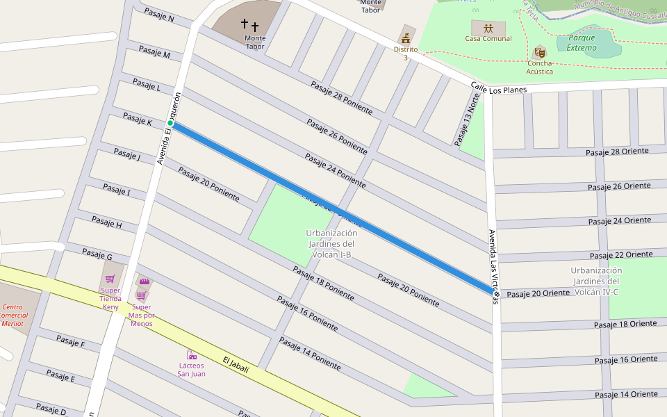 Pasaje 22 Poniente walking route map in Santa Tecla