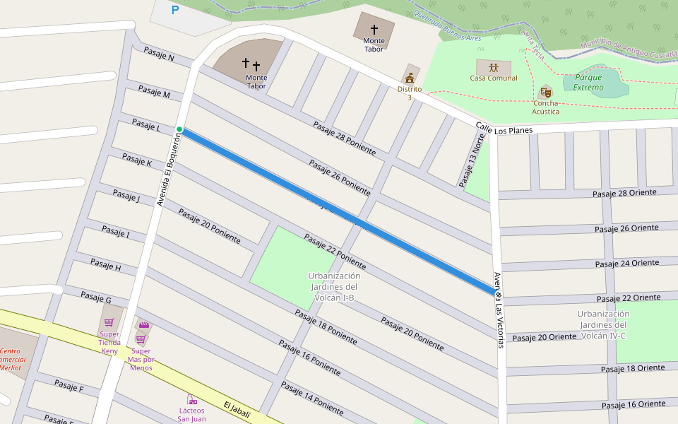 Pasaje 24 Poniente walking route map in Santa Tecla