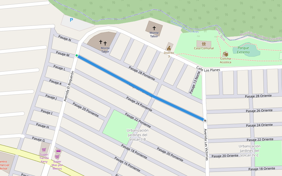 Pasaje 26 Poniente walking route map in Santa Tecla