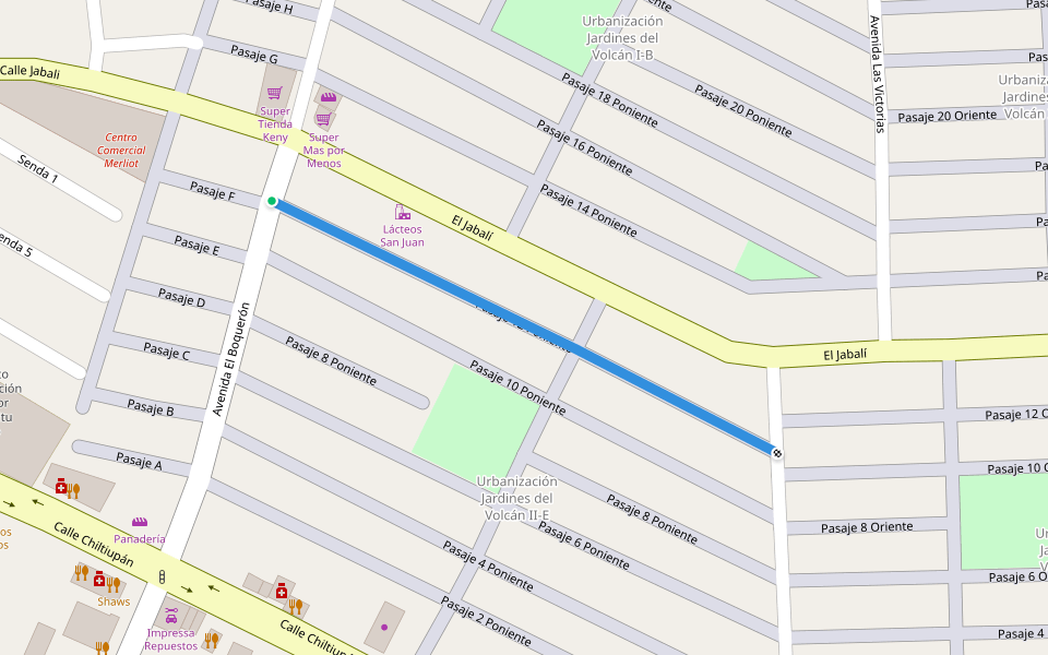 Pasaje 12 Poniente walking route map in Santa Tecla