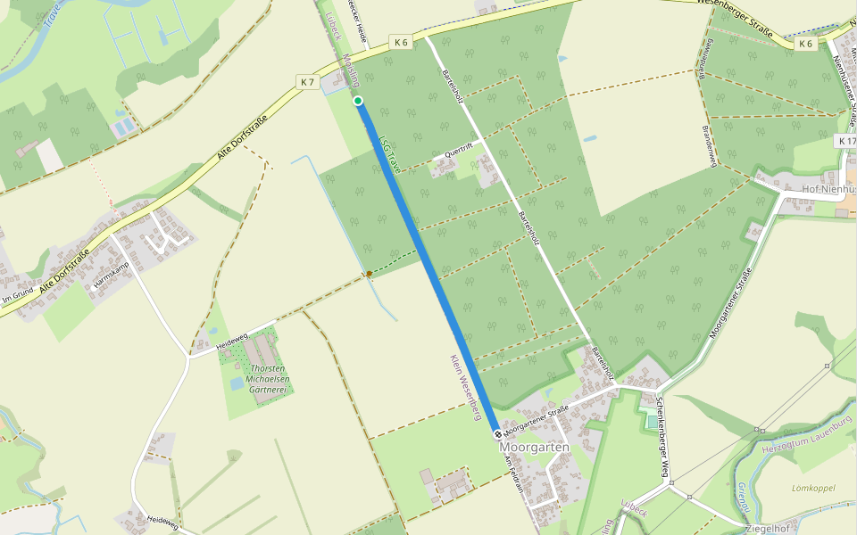 Grenzflurweg walking route map in Klein Wesenberg