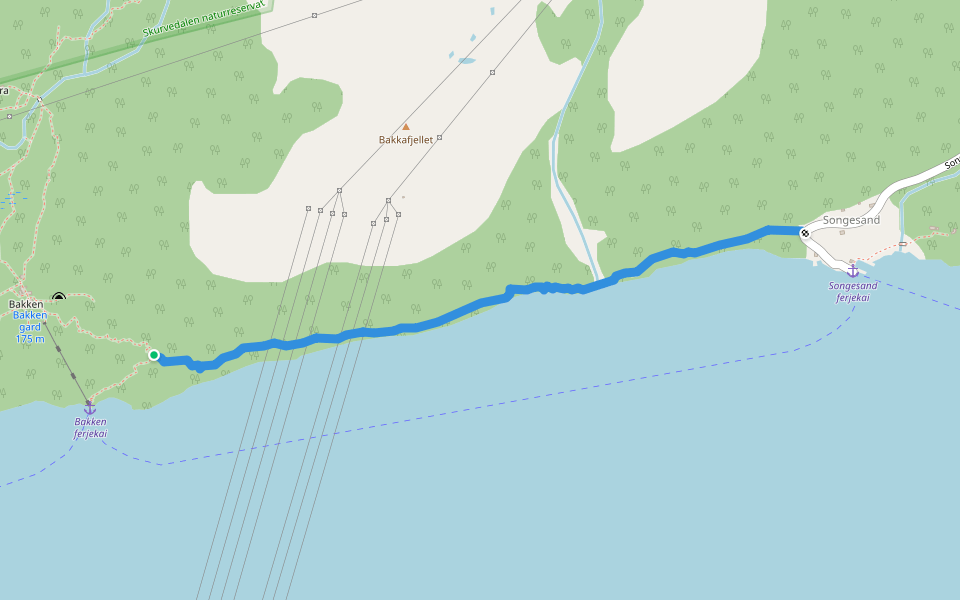 Bratteli-Songesand walking route map in Bratteli