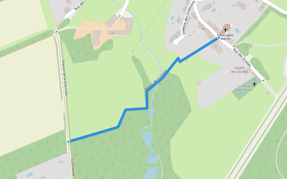 Sentier de Conjoux walking route map in Ciney