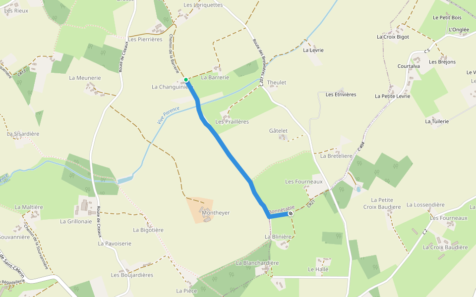CR17 walking route map in Bonnétable