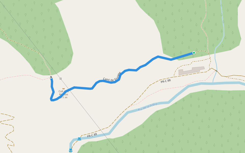 Camí de Siurana walking route map in La Febró