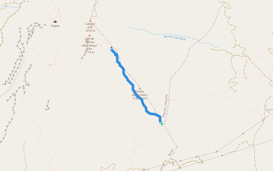 Subida al Cabeço walking route map in Busot