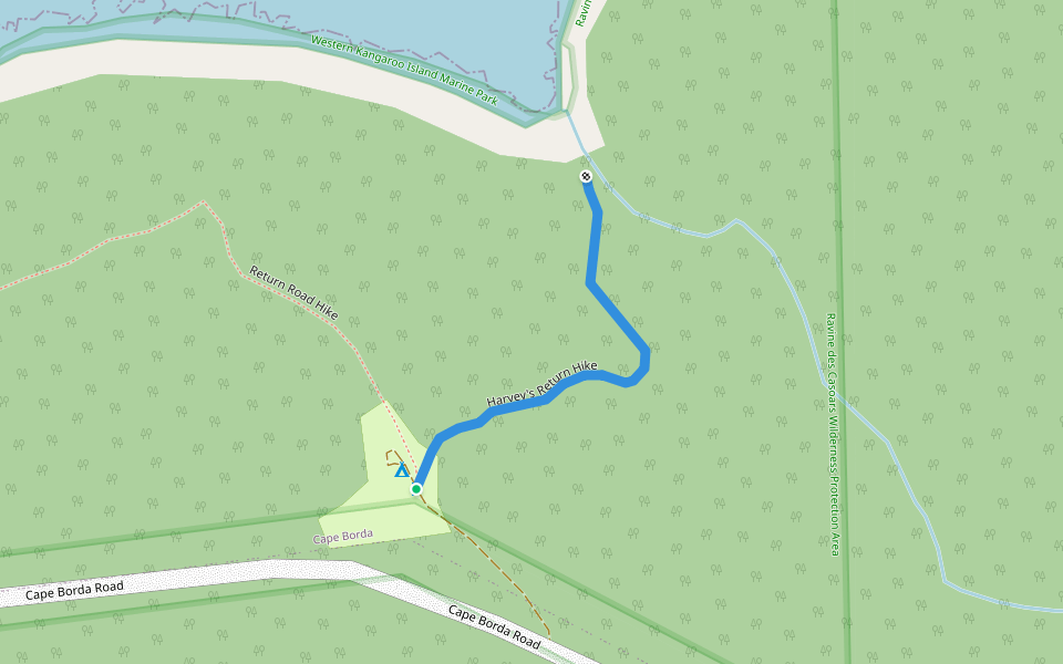 Harvey's Return Hike walking route map in Cape Borda